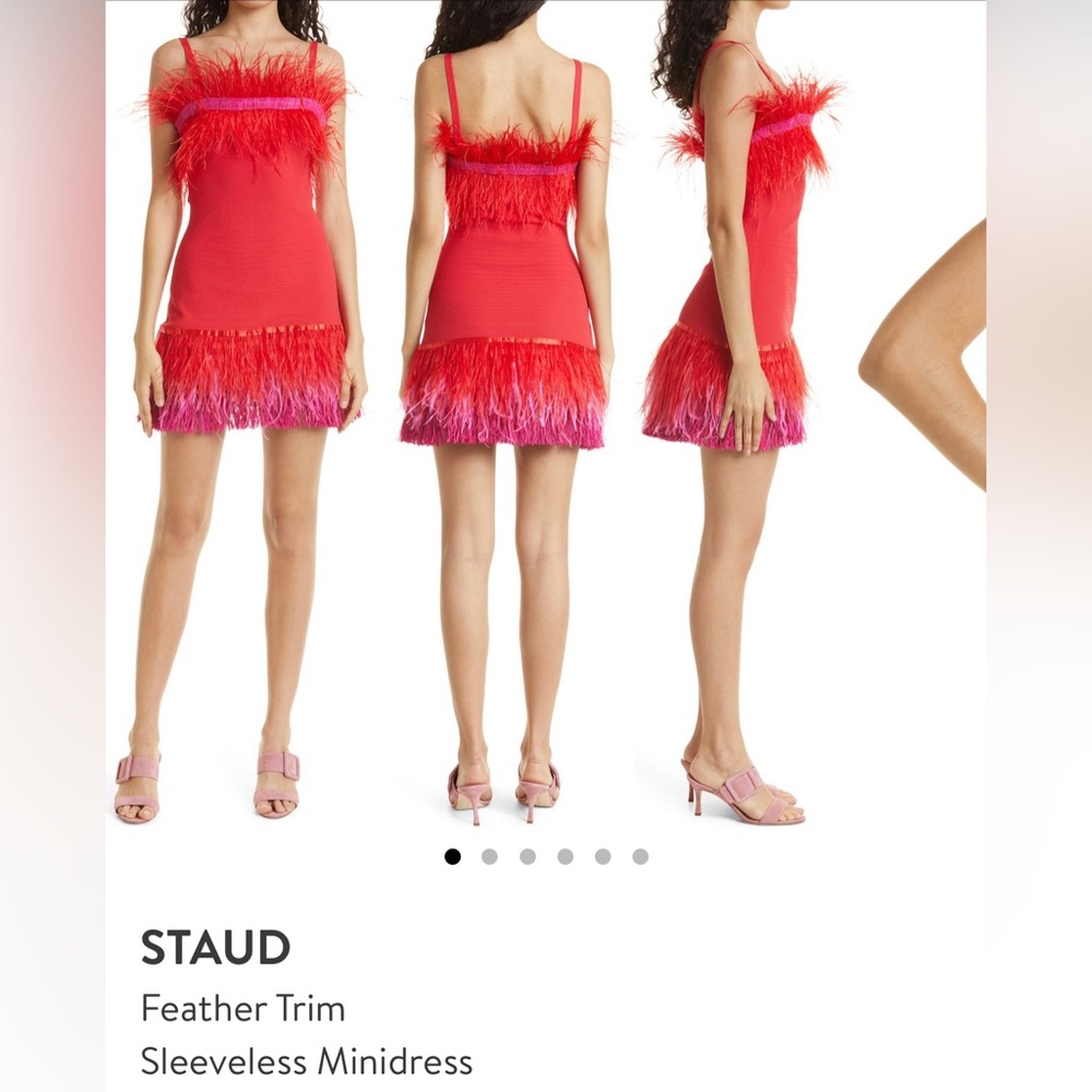 STAUD Red and pink mini dress